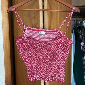 Hollister red floral tank with removable straps.